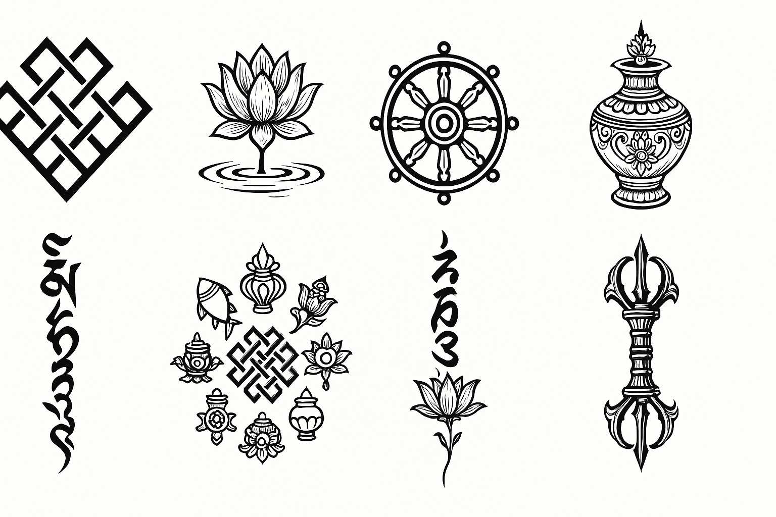 Tatouage de calligraphie tibétaine avec une signification spirituelle profonde