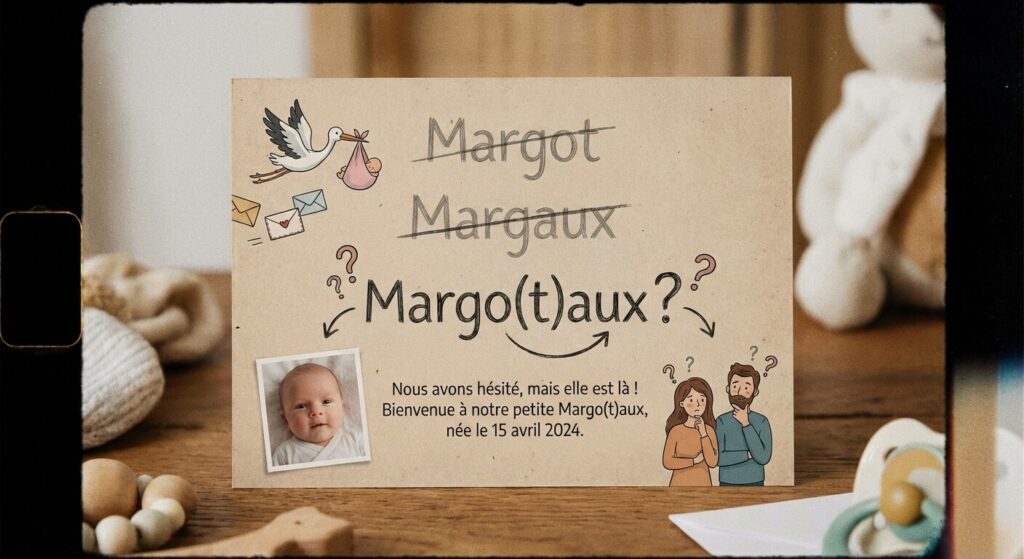 Margot ou Margaux : Quelle orthographe choisir pour votre fille ? 2 Faire-part de naissance avec hésitation entre l'orthographe Margot et Margaux