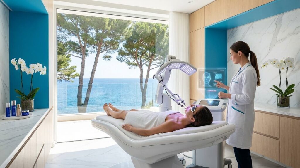 Séance de soin du visage innovante dans une clinique esthétique