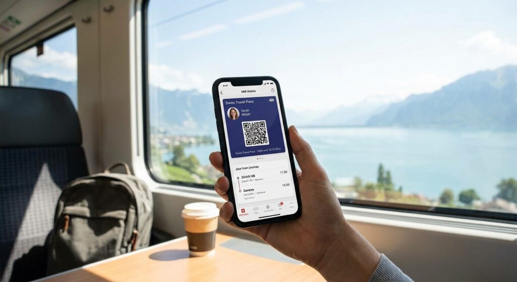 Utilisation de l'application mobile de transport suisse pour voyager facilement avec le Swiss Travel Pass.