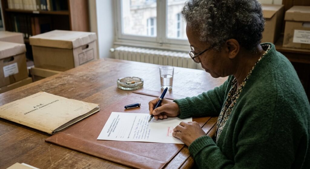 Rédaction d'une requête administrative officielle pour accéder à un ancien dossier de placement