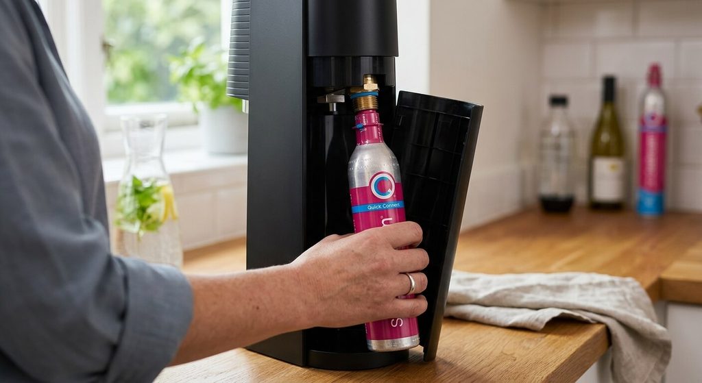 Remplacement d'une cartouche de CO2 à visser standard dans une machine à soda.
