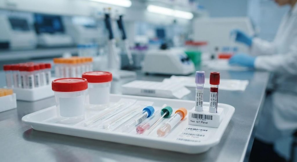 La cyprine est-elle comestible ? Goût, risques pour la santé et idées reçues 4 Flacons de prélèvement pour le dépistage des infections sexuellement transmissibles en laboratoire.