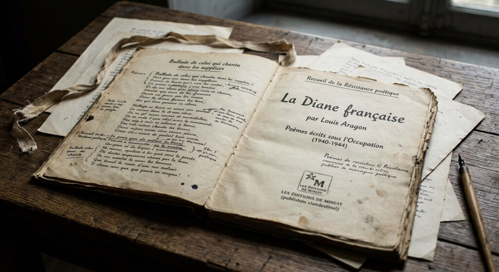Il n’y a pas d’amour heureux : signification du poème d’Aragon 2 Manuscrit du recueil La Diane française de Louis Aragon publié sous l'Occupation.